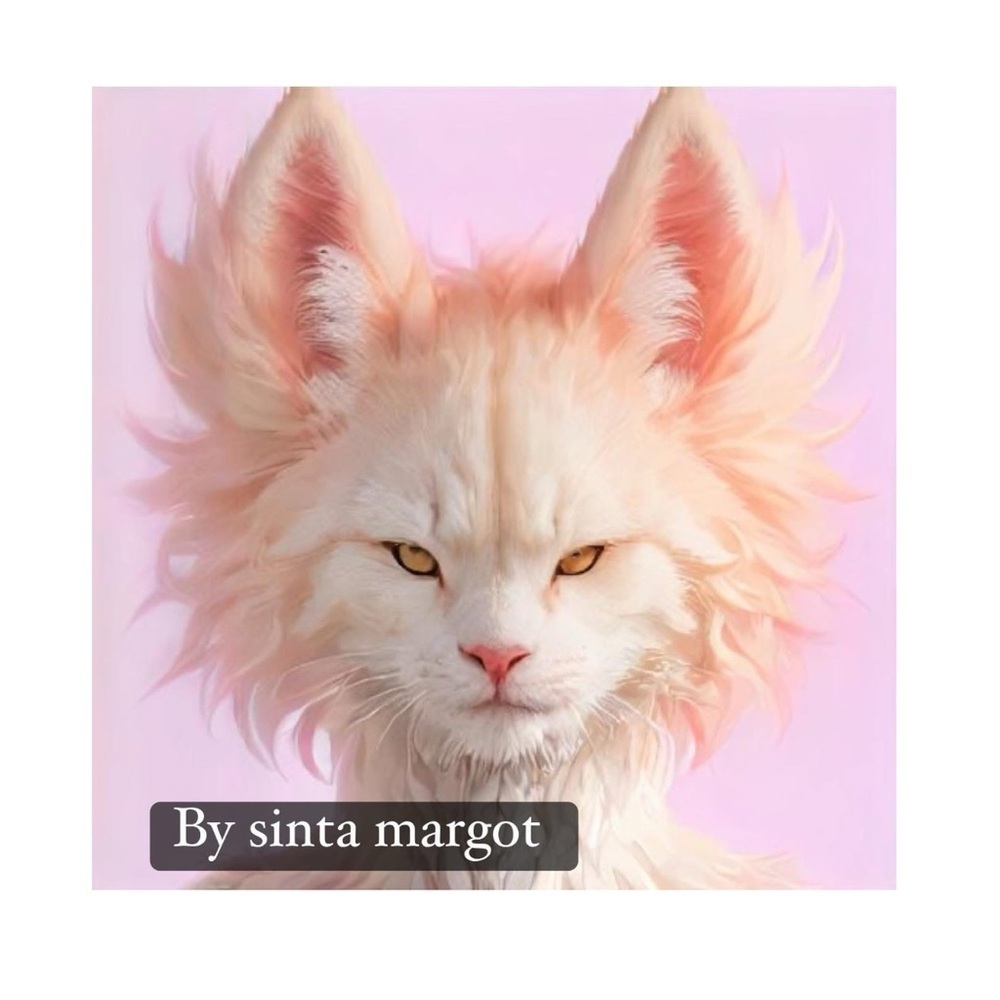 HANDCRAFTED digital art print poster of Elegant Cream Cat Portrait NWT